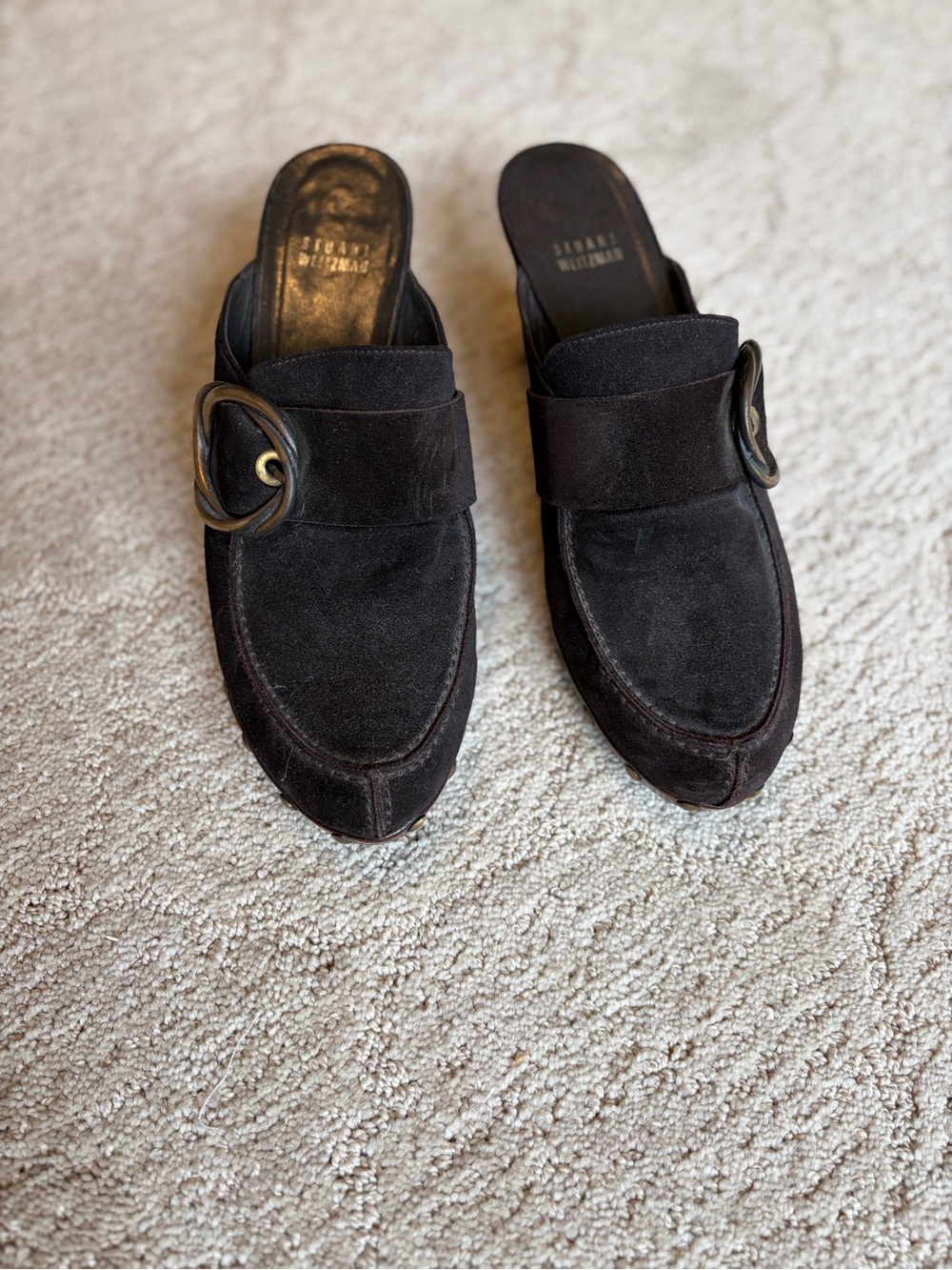 Stuart Weitzman Suede Slip-On Loafer Mules